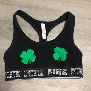 Victoria’s Secret PINK shamrock ☘️ ☘️ sports bra with PINK logo band